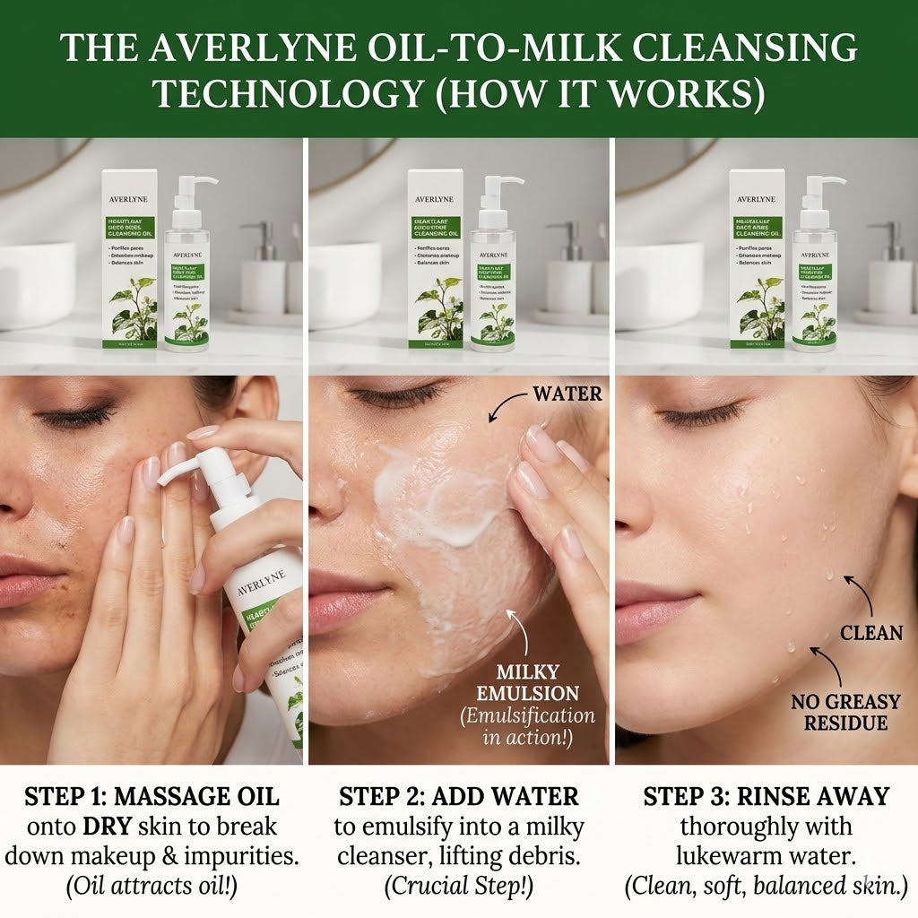 AVERLYNE Heartleaf Deep Pore Cleansing Oil – K-Beauty Makeup Remover for Double Cleansing – Purifies Pores, Dissolves Waterproof Makeup & Sebum – For Sensitive, Acne-Prone & Oily Skin – 5 fl oz (150ml)